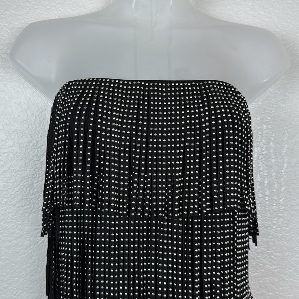 Area Stars Black Strapless Fringe Mini Dress Size X-Small NWT - Picture 5 of 9